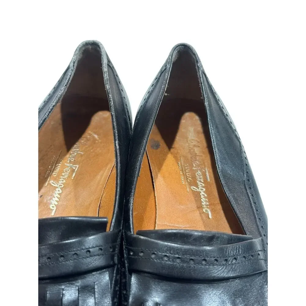 Salvatore Ferragamo Men's Black Loafers size 10.5
